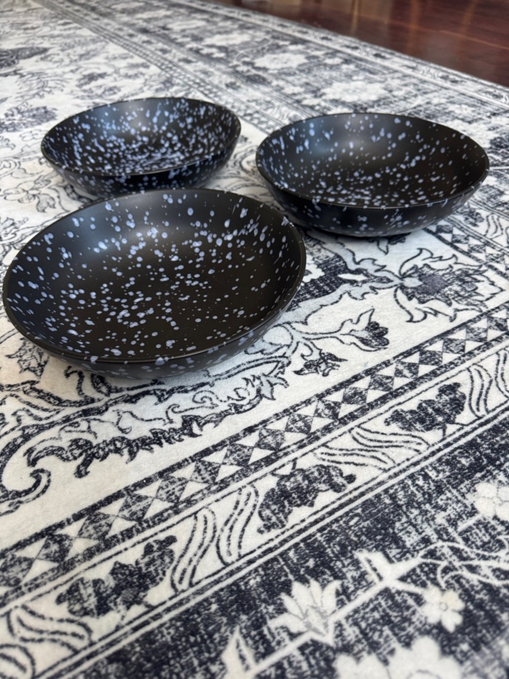 Speckled Black and Blue Ceramic Bowls - Set of 3 (large)